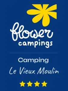logo Flower camping Le Vieux Moulin bg bleu